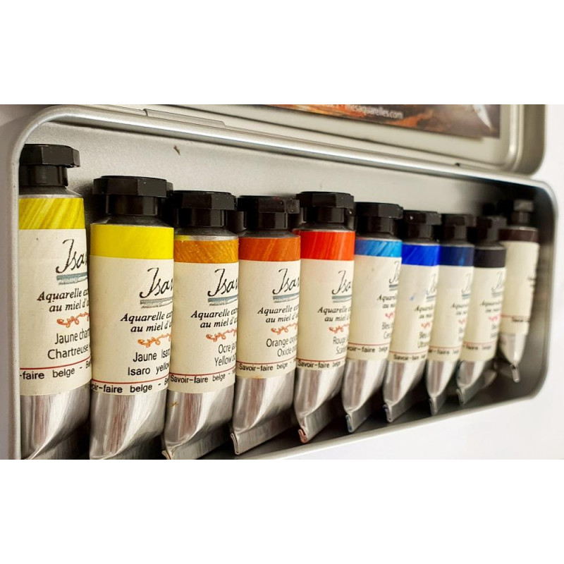 Assortiment de tubes 7ml d'aquarelle extra-fine Isaro Manubox1