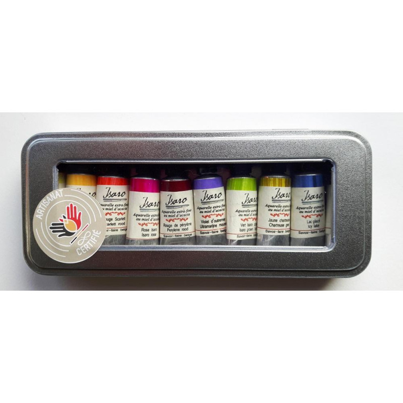 Coffret 10 couleurs d'aquarelle extra-fine en tube 7ml à découvrir Isaro