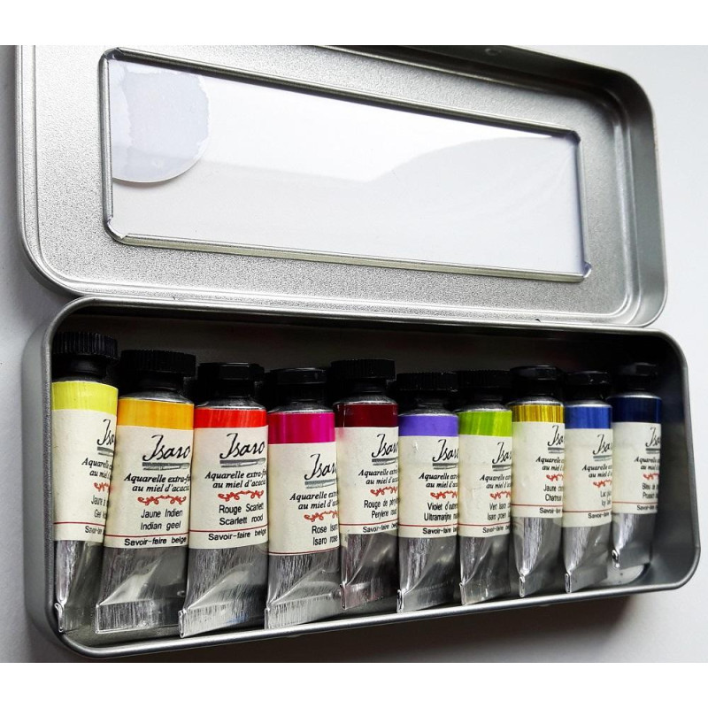 Coffret 10 couleurs d'aquarelle extra-fine en tube 7ml à découvrir Isaro