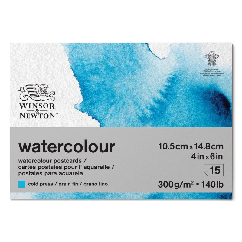 Bloc cartes postales 25% coton Watercolour Winsor & Newton 10x15 300g 15f grain fin