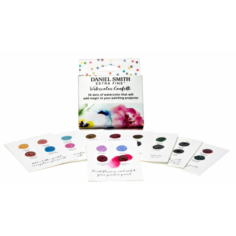 Carte échantillon couleurs réelles 36 couleurs Watercolor confetti Daniel Smith fait à la main