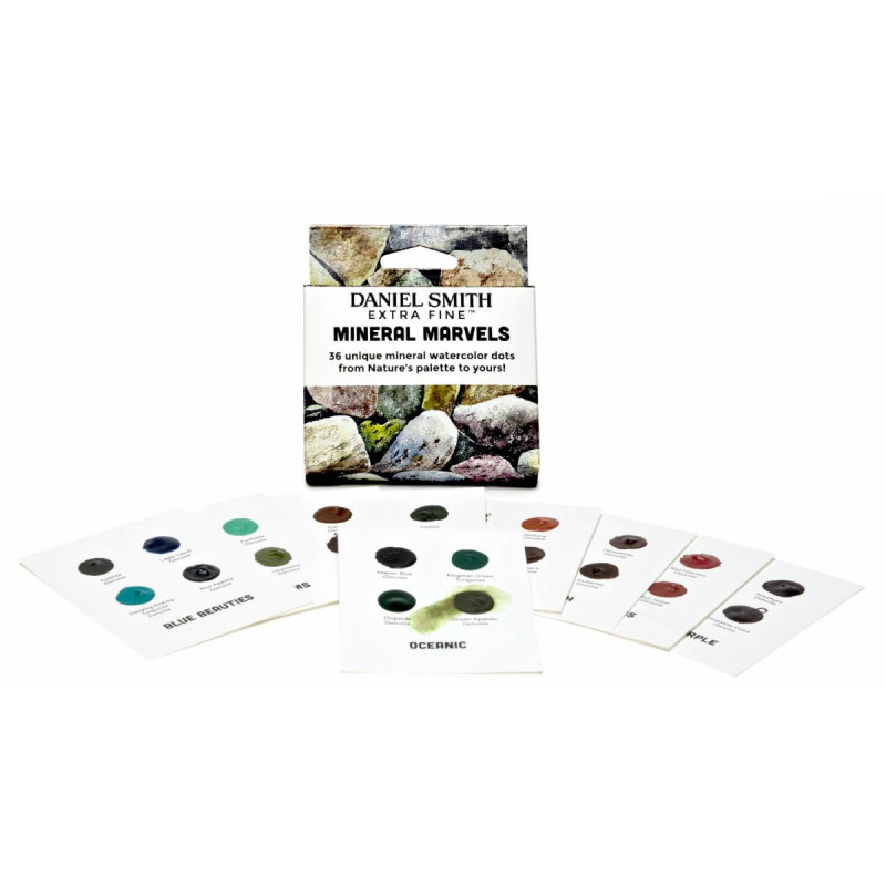 Carte échantillon couleurs réelles 36 couleurs Mineral marvels Daniel Smith fait à la main