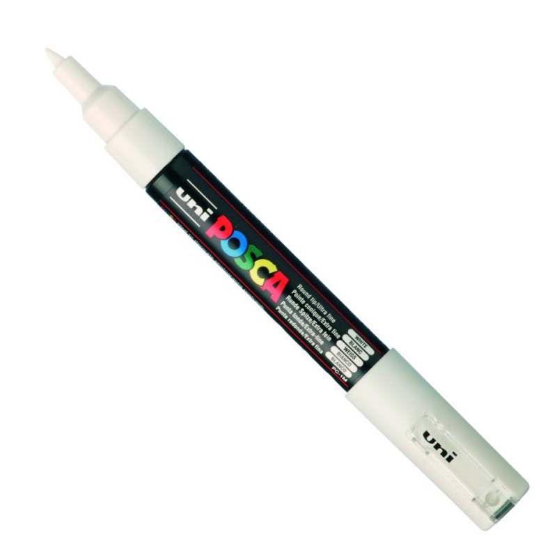 Marqueur Blanc Posca pointe conique très fine 0,7 à 1 mm PC1MC Uni