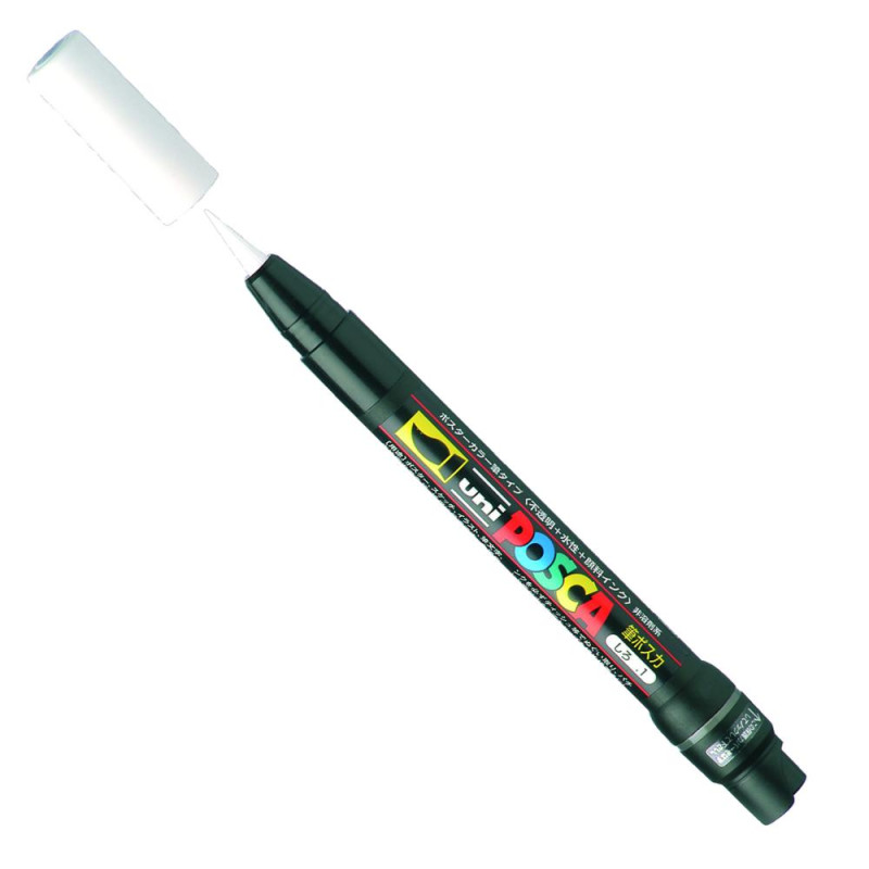Marqueur pinceau Blanc Posca pointe pinceau souple 1 à 10 mm  PCF350 Uni