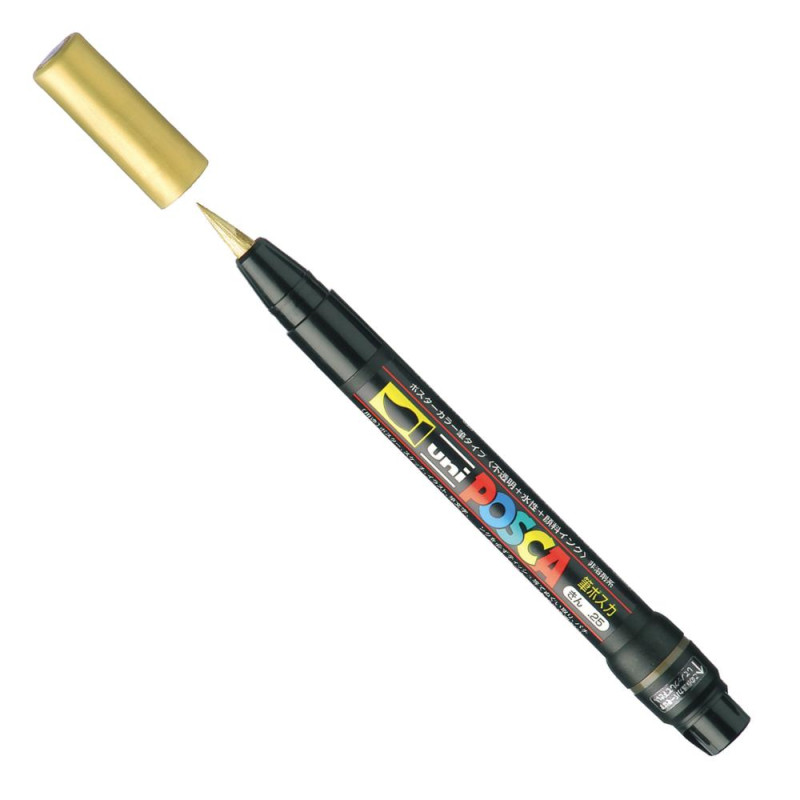 Marqueur pinceau Or Posca pointe pinceau souple 1 à 10 mm  PCF350 Uni