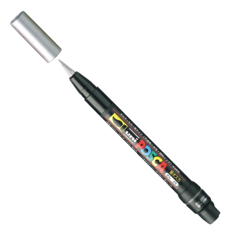Marqueur pinceau argent Posca pointe pinceau souple 1 à 10 mm  PCF350 Uni