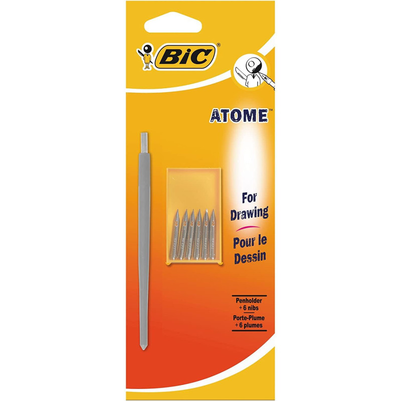 Porte plume avec 6 plumes pour le dessin Bic atome