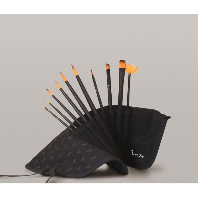 Trousse de 10 pinceaux synthétiques essentiels Etchr
