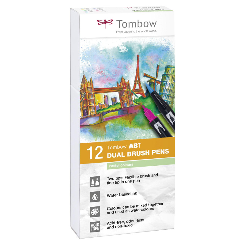 Coffret feutres ABT 12 couleurs pastels Tombow