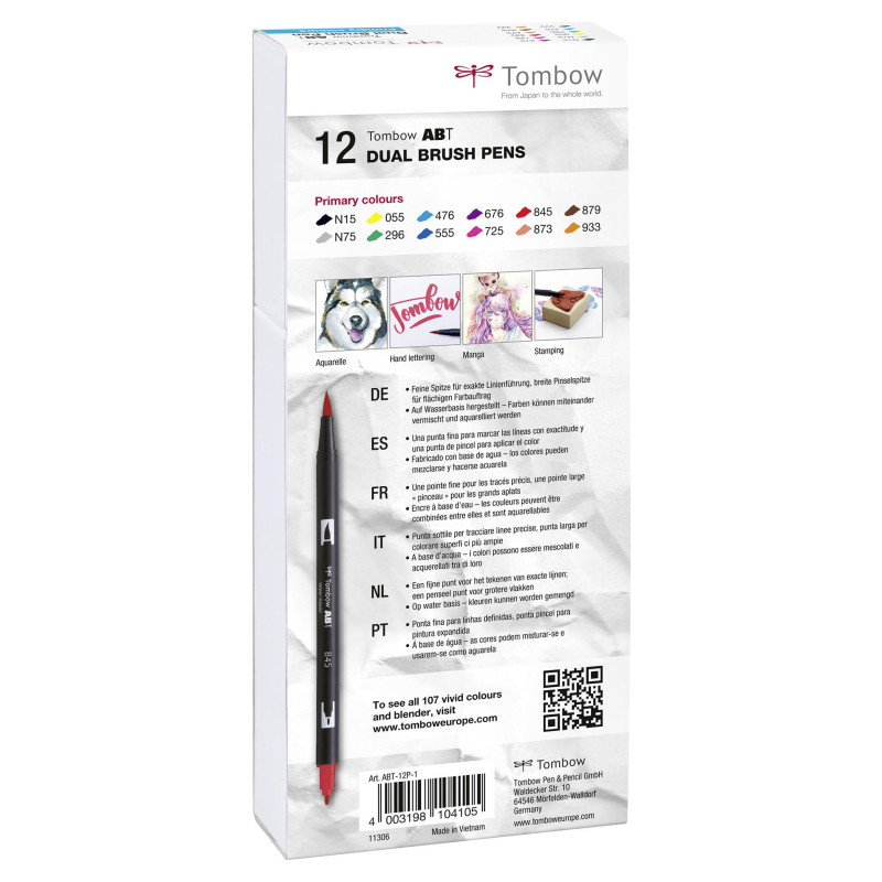 Coffret feutres ABT 12 couleurs primaires Tombow