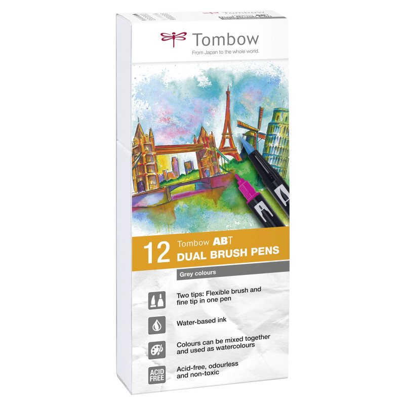 Coffret feutres ABT 12 couleurs grises Tombow