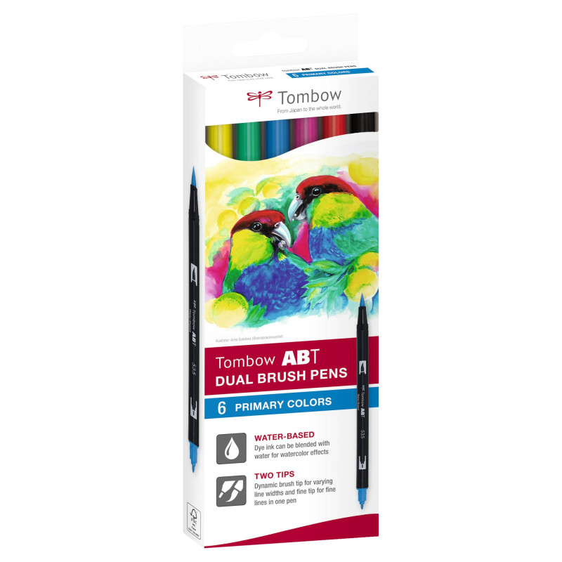 Coffret feutres ABT 6 couleurs primaires Tombow