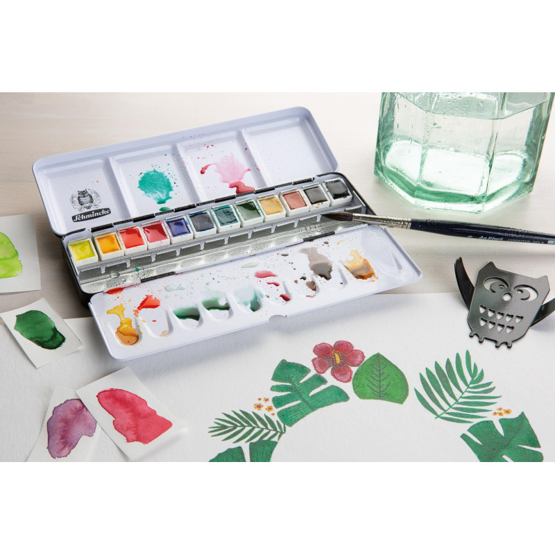 Boîte métal Schmincke Akademie Aquarell 12 1/2 godets +12 vides