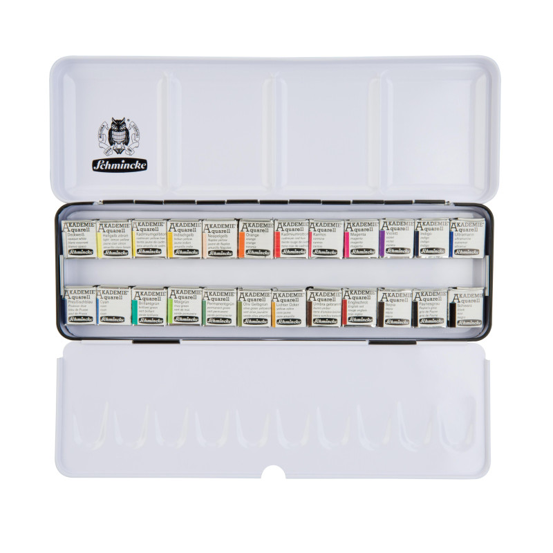 Boîte métal Schmincke Akademie Aquarell 241/2 godets