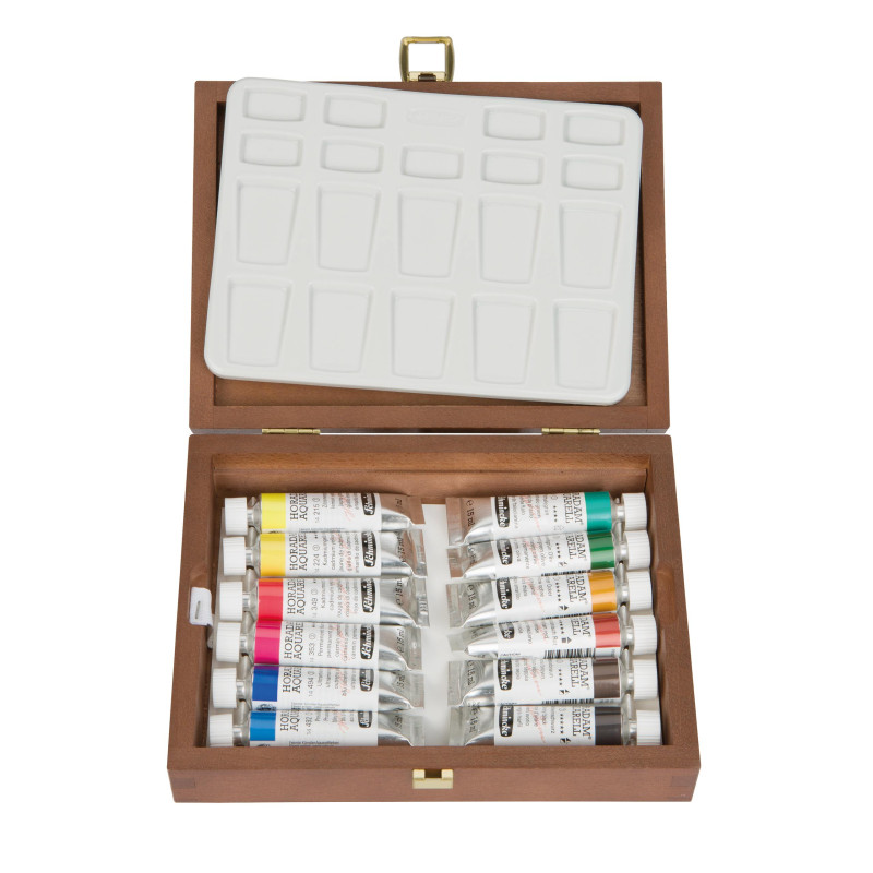 Coffret bois Schmincke Horadam Aquarell 12 tubes de 15 ml