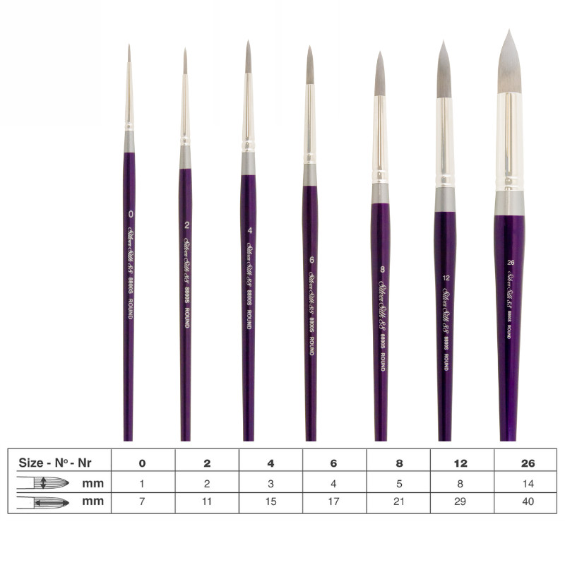 Pinceau aquarelle rond Silver Silk 88 série 8800S Silver n°26