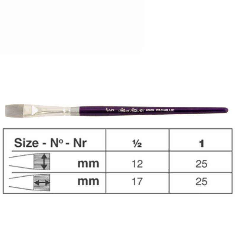 Pinceau aquarelle plat Silver Silk 88 série 8808S Silver n°1/2