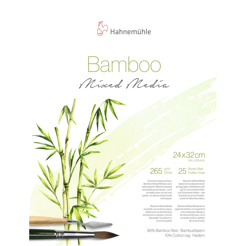 Bloc collé 4 côtés Bambou Hahnemühle 24x32 265g 25 f