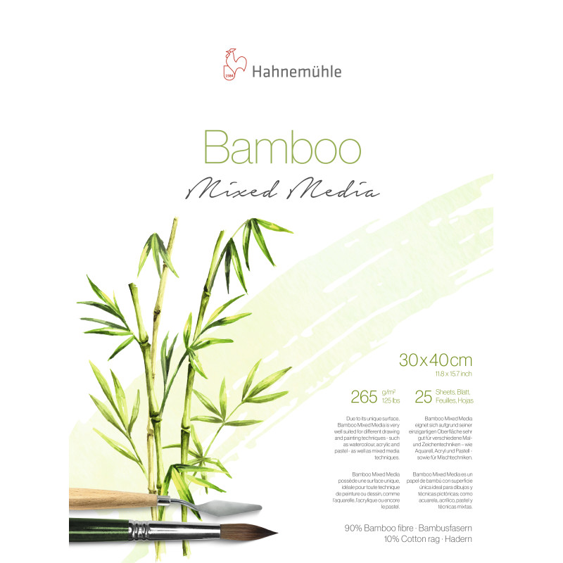 Bloc collé 4 côtés Bambou Hahnemühle 30x40 265g 25 f