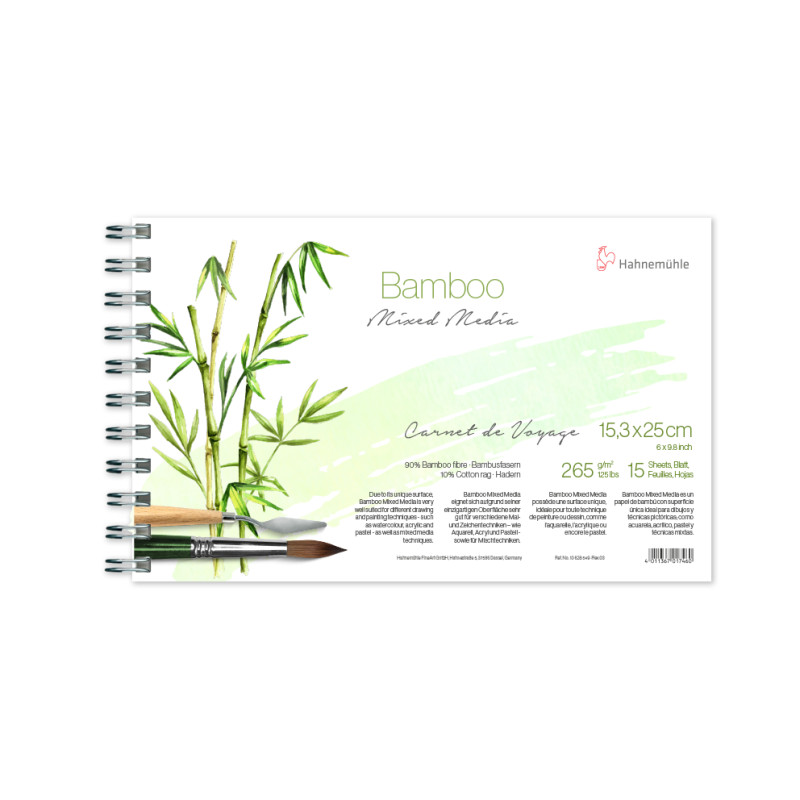 Carnet de voyage Bamboo Hahnemühle 15,3x25 265g 15f 