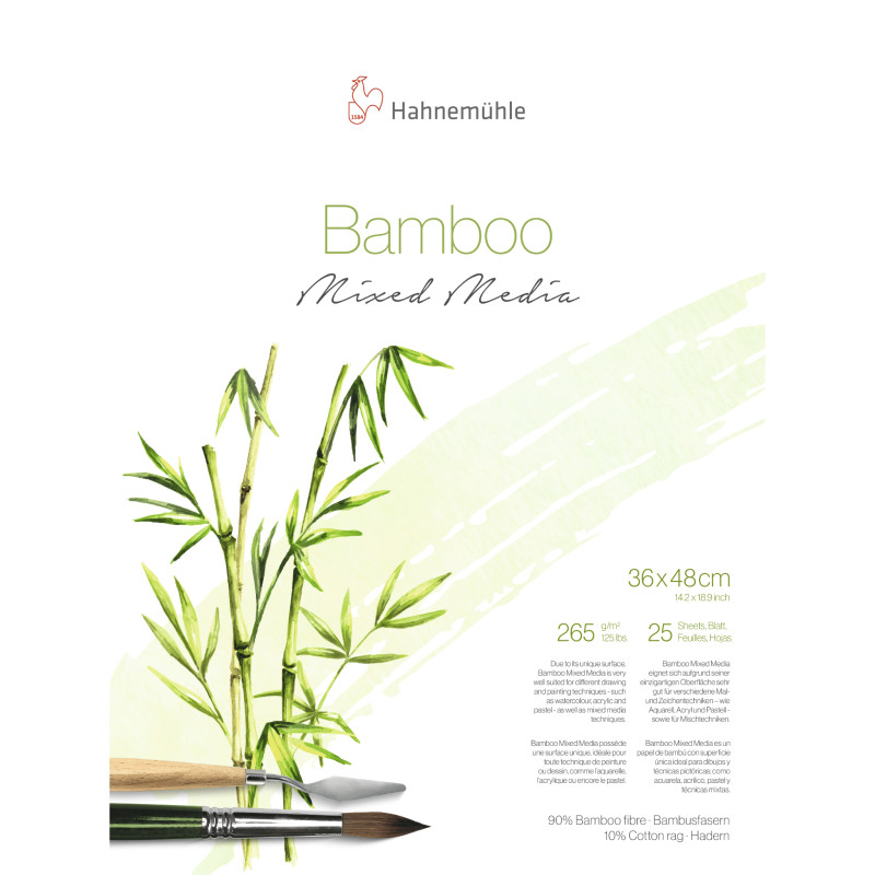 Bloc collé 4 côtés Bambou Hahnemühle 36x48 265g 25 f