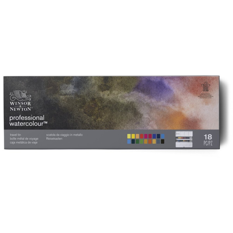 Boîte métal de voyage Winsor & Newton 181/2 godets+ 6 vides