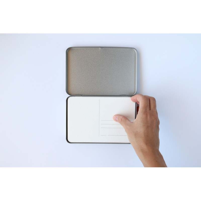 Boîte métal de 24 cartes postales pour aquarelle 300g 25% coton grain fin Etchr