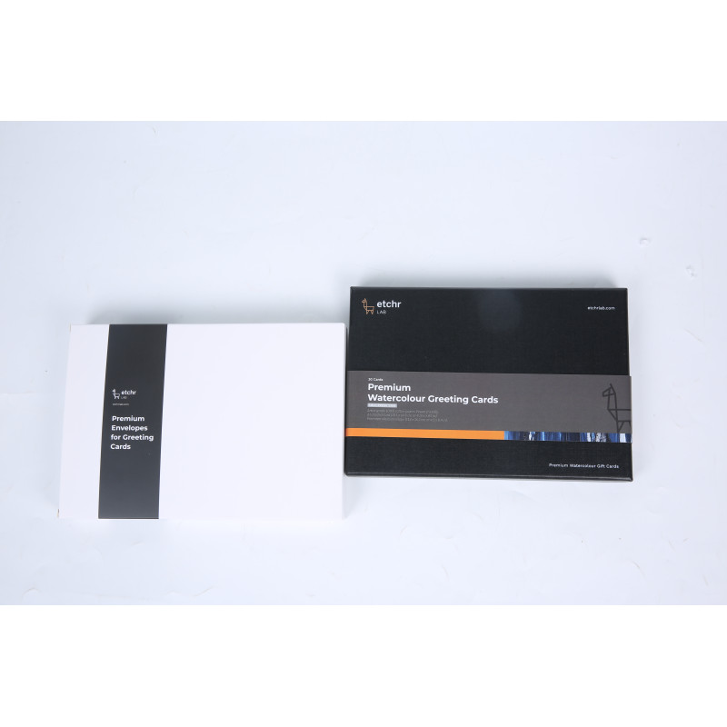 Pack de 30 cartes + enveloppes pour aquarelle 300g 100% coton grain fin Etchr