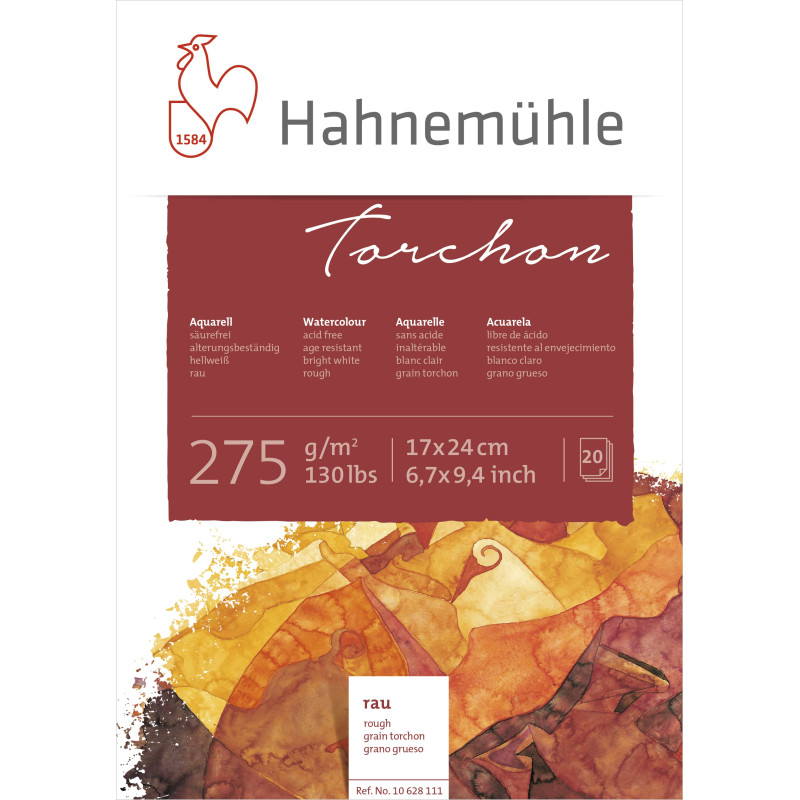 Bloc collé 4 côtés Torchon 17x24 275g 20 feuilles grain spécial