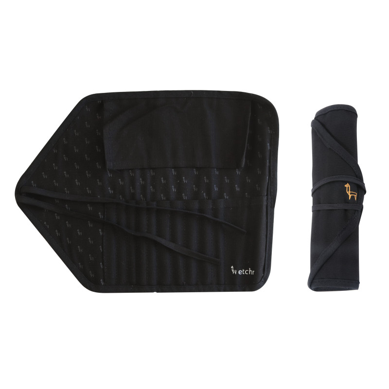 Trousse tissu noire emplacement 10 pinceaux Etchr