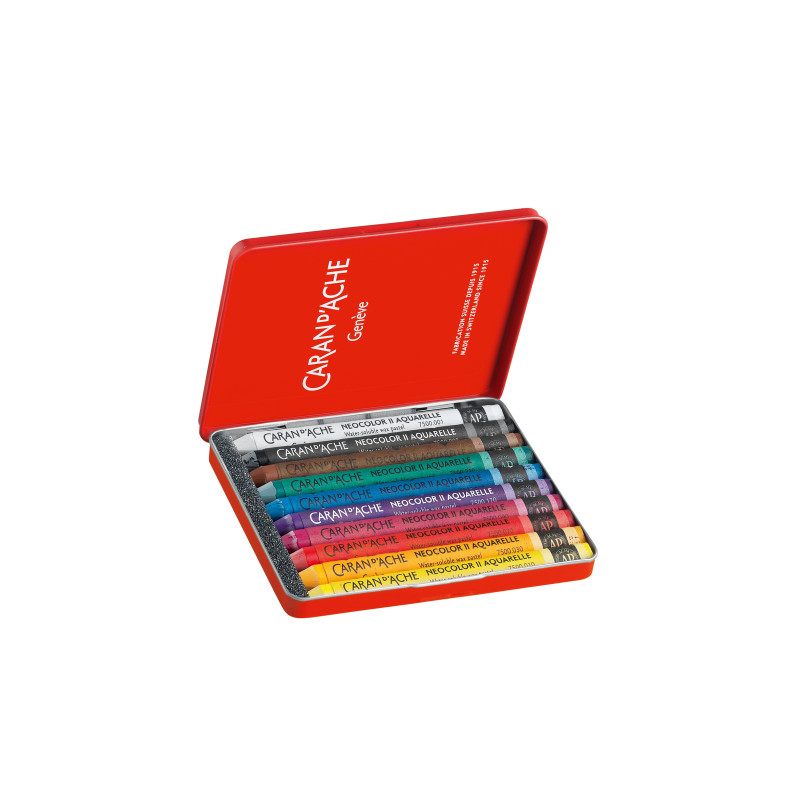 Boîte métal 10 pastels à la cire Caran d'Ache Neocolor II