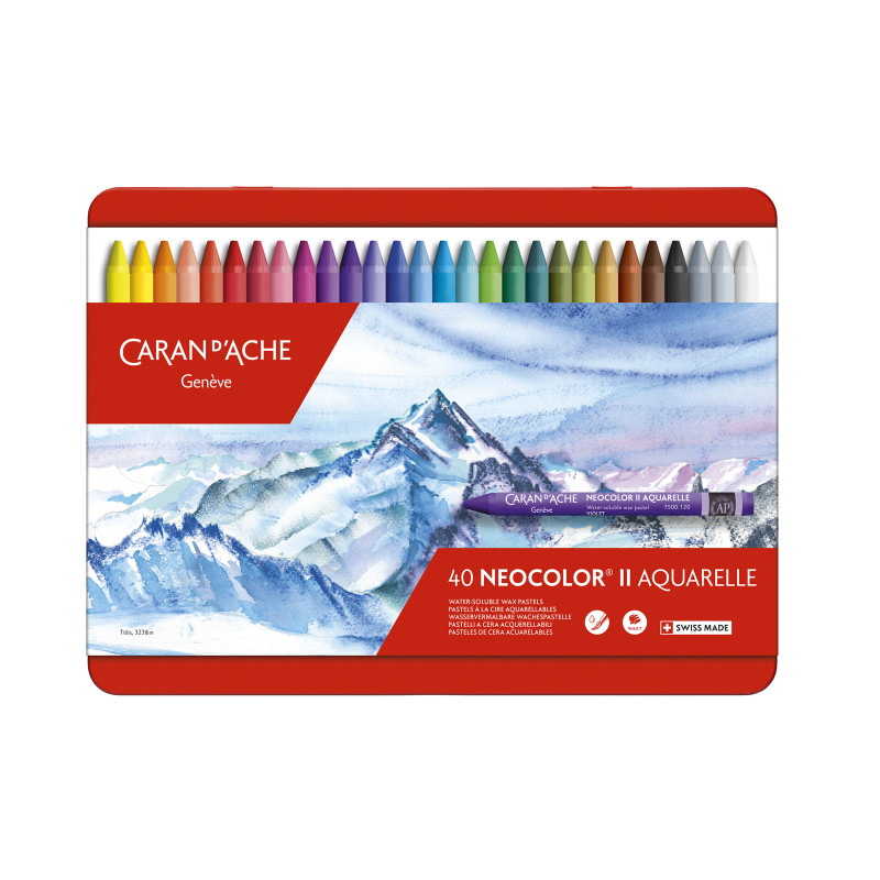 Boîte métal 40 pastels à la cire Caran d'Ache Neocolor II