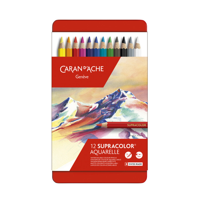 Boîte métal 12 crayons Caran d'Ache Supracolor Soft 