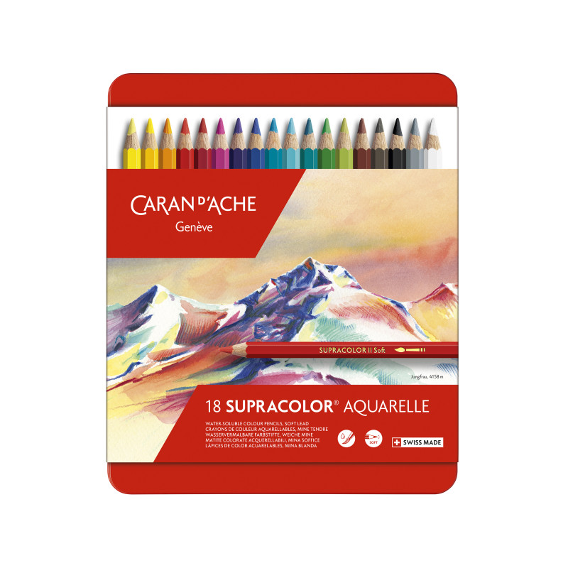 Boîte métal 18 crayons Caran d'Ache Supracolor Soft 