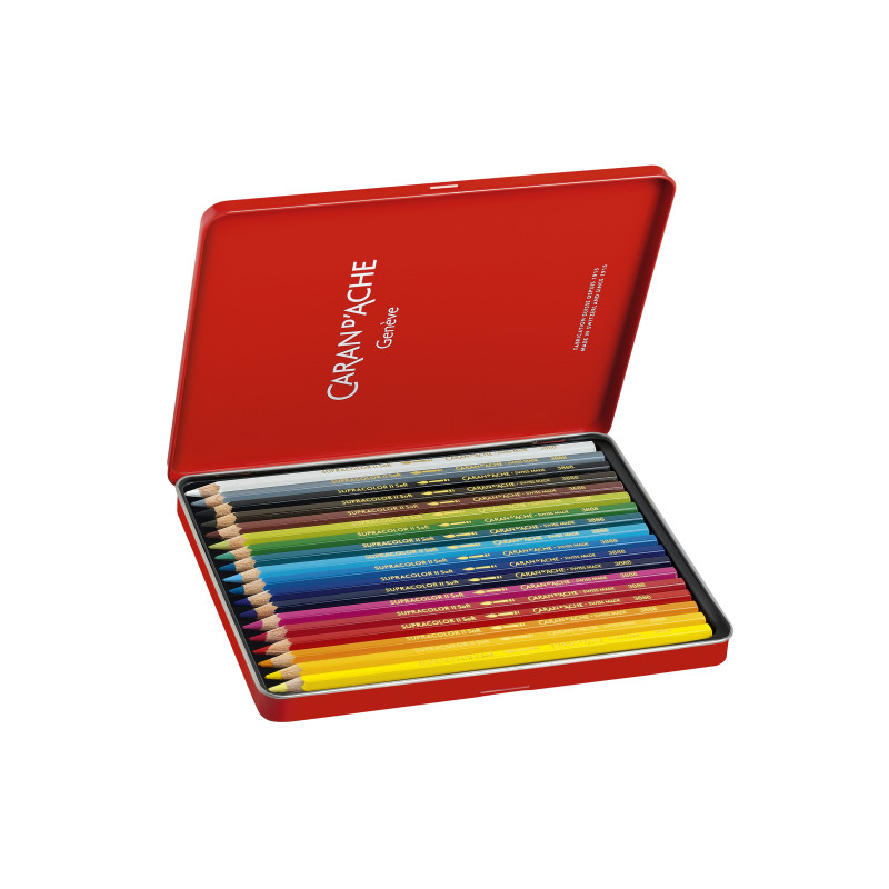 Boîte métal 18 crayons Caran d'Ache Supracolor Soft 