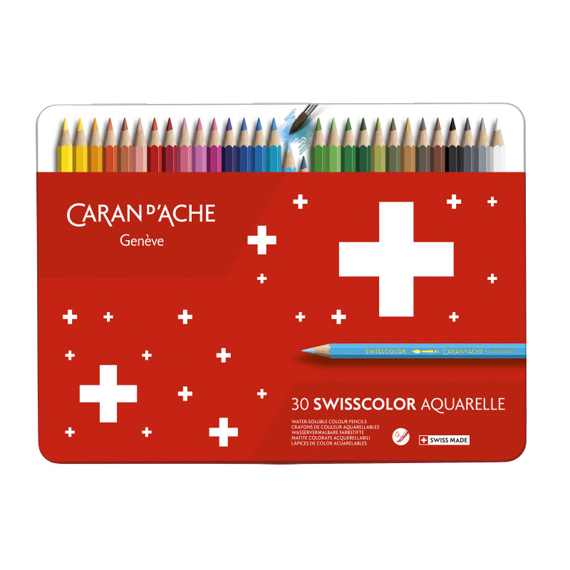 Boîte métal crayons 30 couleurs Caran d'Ache Swisscolor 