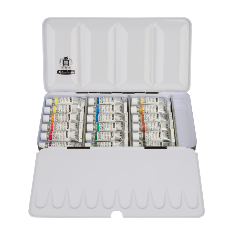 Boîte métal Schmincke Horadam Aquarell 18 tubes de 5 ml