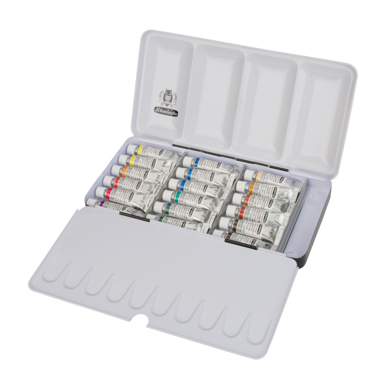 Boîte métal Schmincke Horadam Aquarell 18 tubes de 5 ml