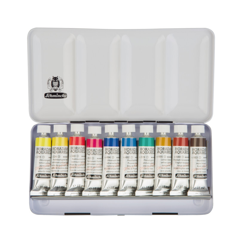 Boîte métal Schmincke Horadam Aquarell 10 tubes de 15 ml
