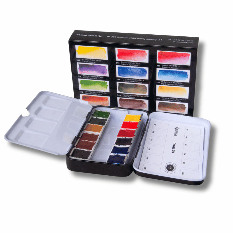 Boîte métal voyage 12 1/2 godetsd'aquarelle extra-fine Roman Szmal