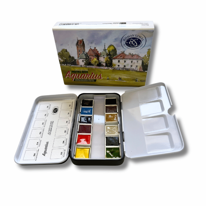 Boîte métal Urban Sketching 12 1/2 godetsd'aquarelle extra-fine Roman Szmal