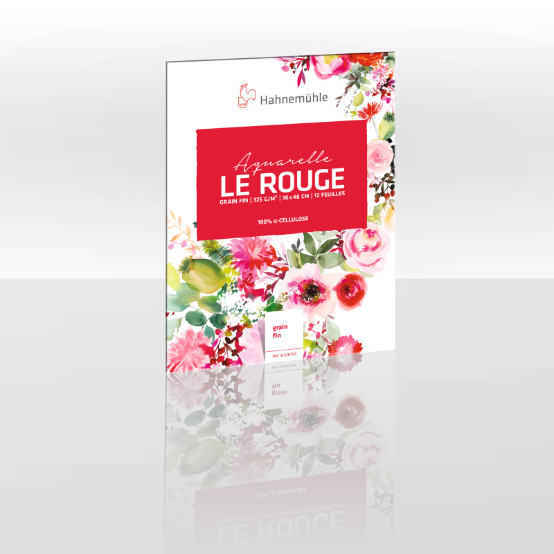 Bloc collé 4 côtés Le rouge 36x48 325g 12f grain fin