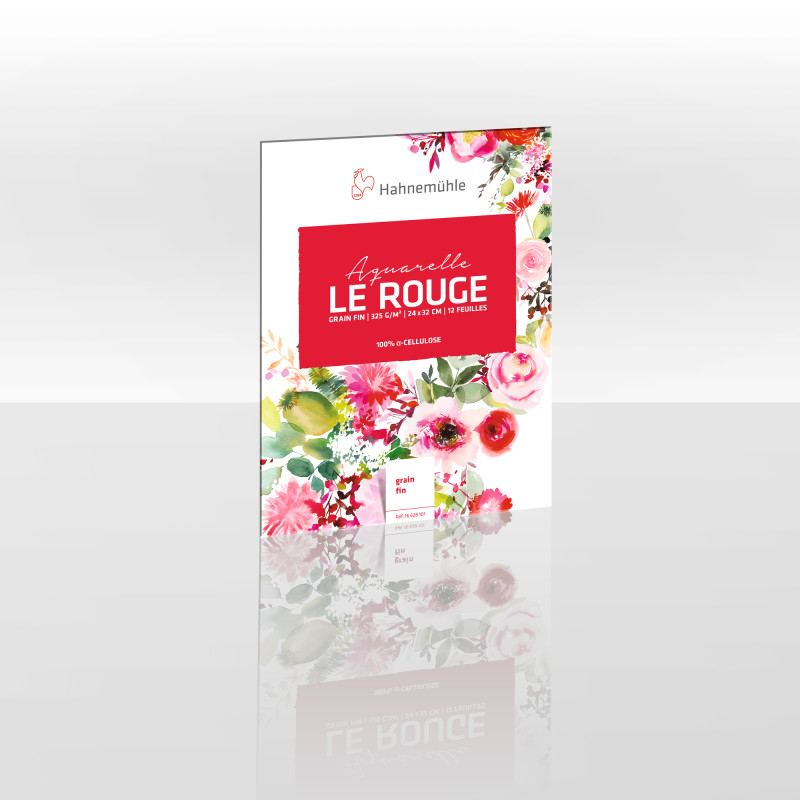 Bloc collé 4 côtés Le rouge 24x32 325g 12f grain fin
