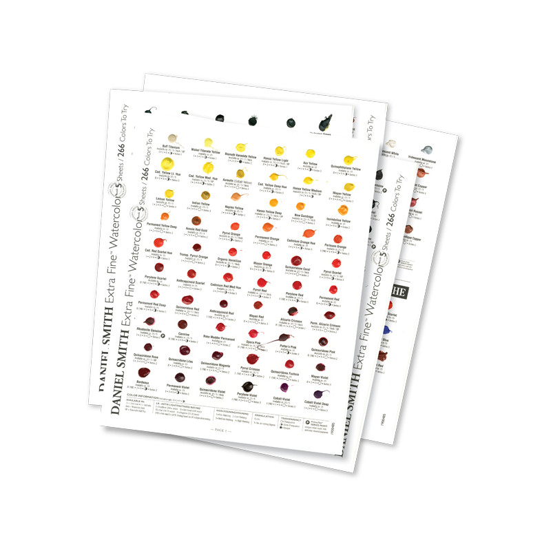 Carte échantillon couleurs réelles 266 couleurs Daniel Smith fait à la main
