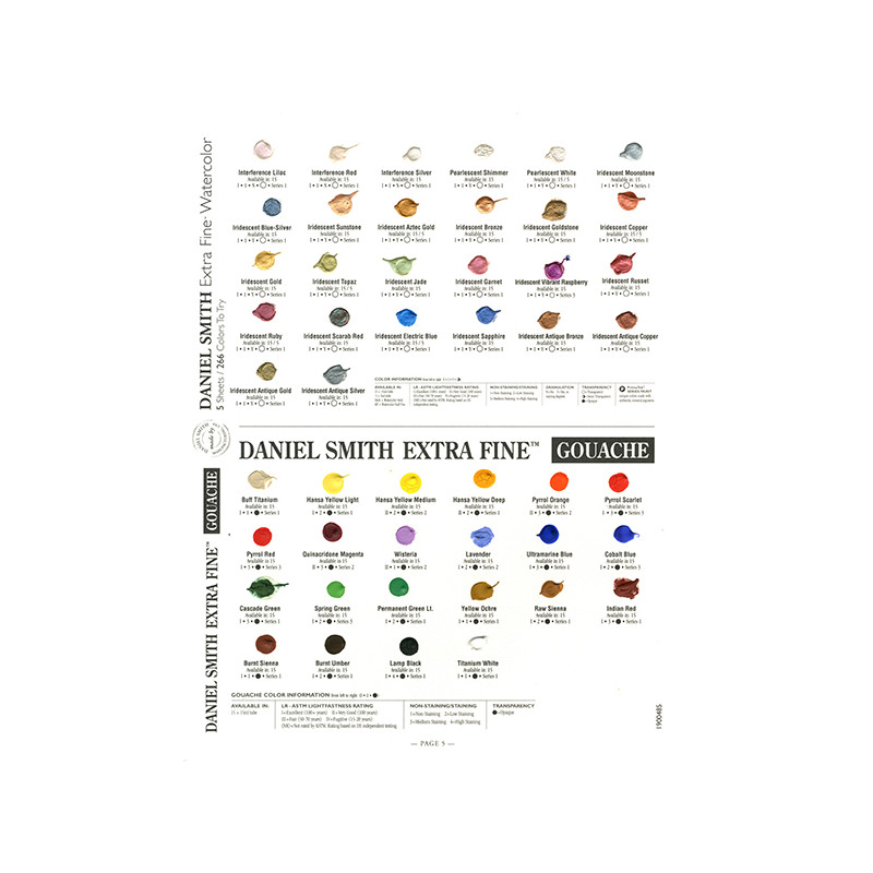 Carte échantillon couleurs réelles 266 couleurs Daniel Smith fait à la main