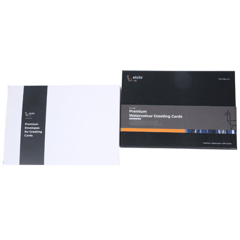 Pack de 30 cartes + enveloppes pour aquarelle 300g 100% coton grain fin Etchr