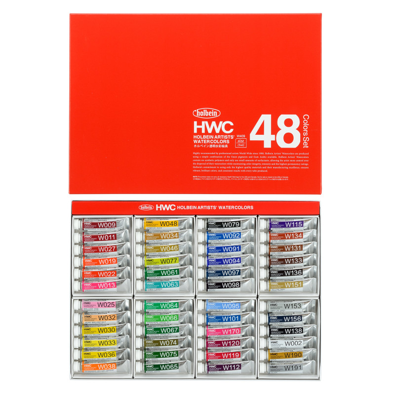 Coffret 48 Tubes 5ml aquarelles extra-fines en carton Holbein Artists'
