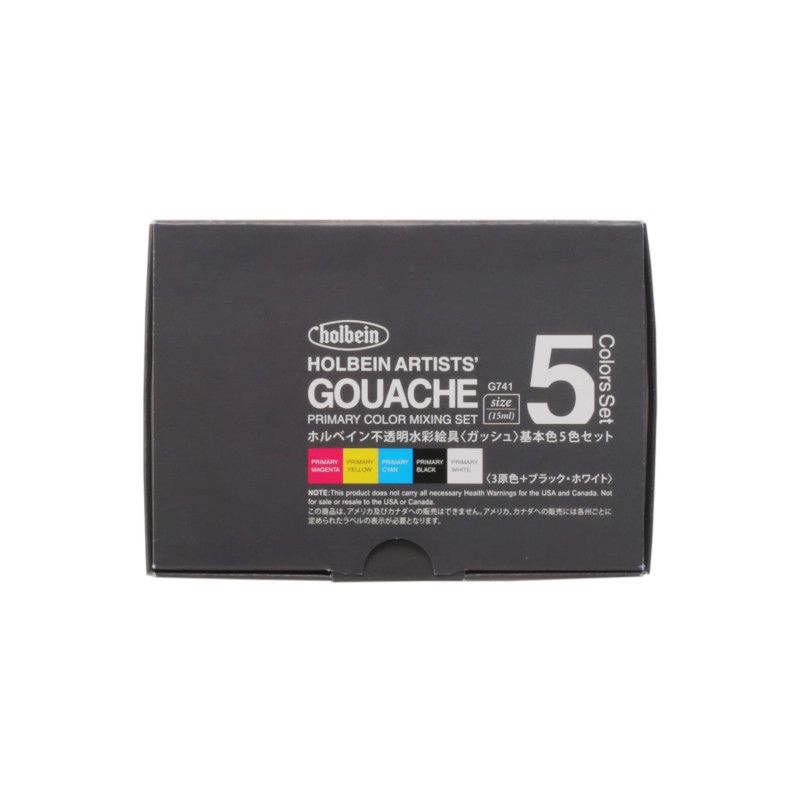 Coffret Primaire 5 Tubes 15ml gouache extra-fines en carton Holbein Artists'