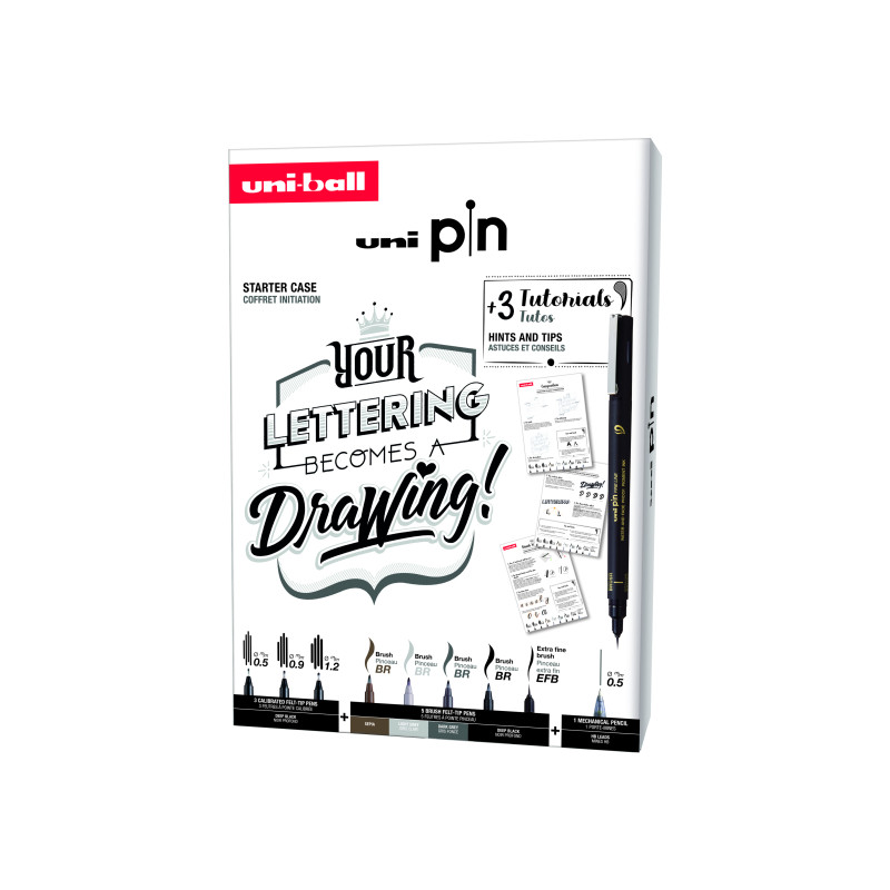 Coffret initiation Lettering 8 feutres et 1 porte mine Shalaku + 3 planches de tutos