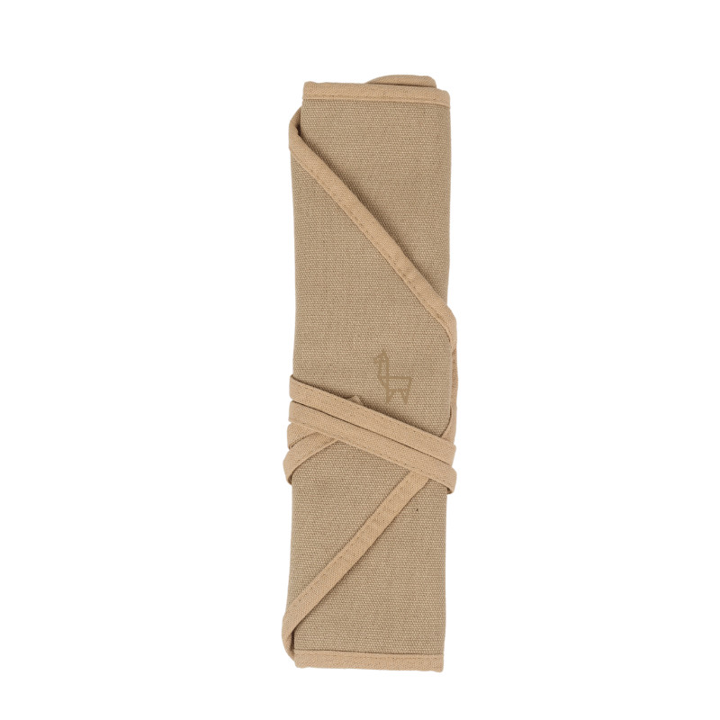 Trousse tissu brun emplacement 10 pinceaux Etchr